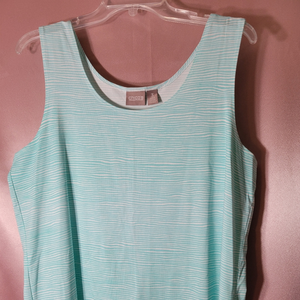 Chico's light teal blue and white stripe tank top